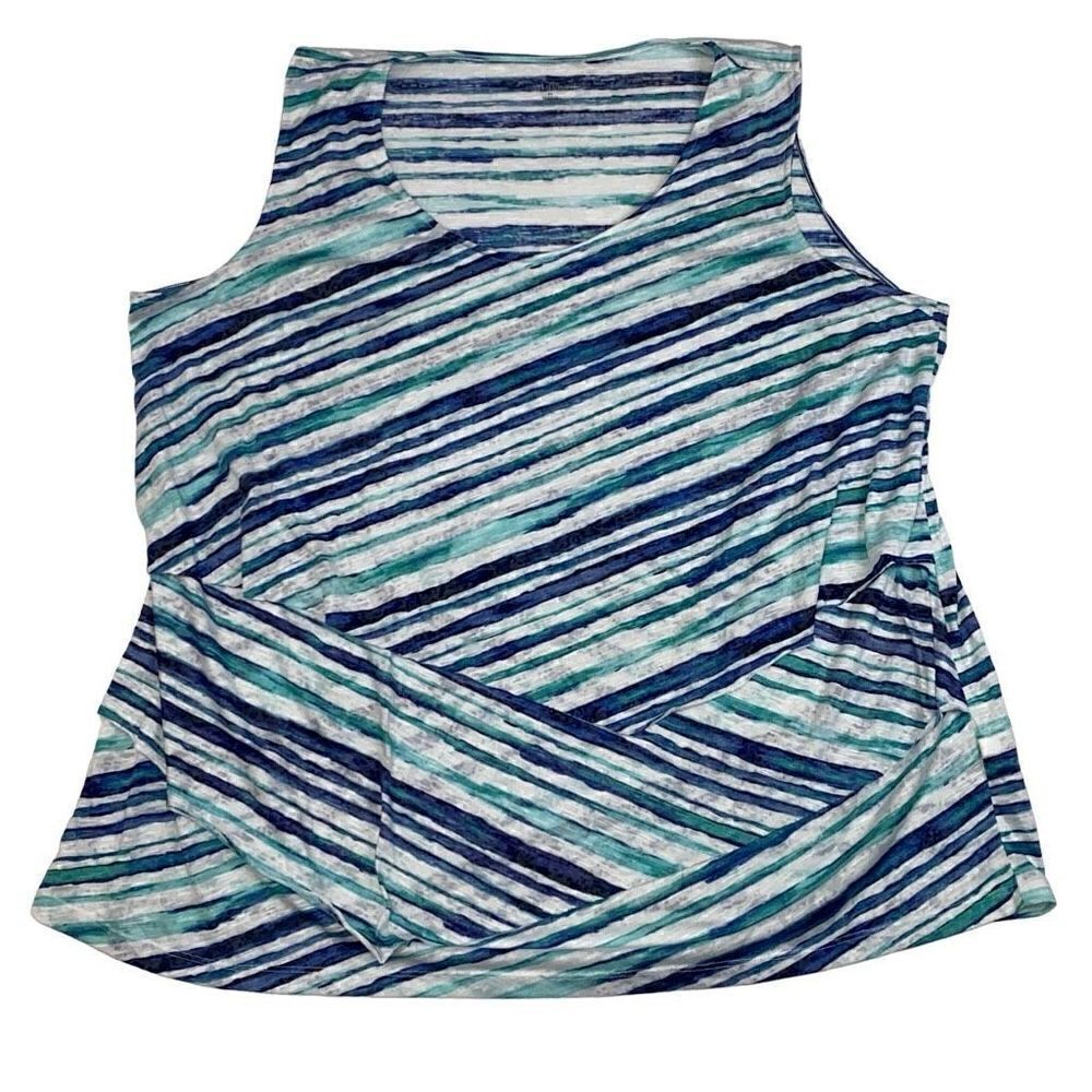 Catherine’s Sleeveless Top Tank Blue White Stripe Size 3X